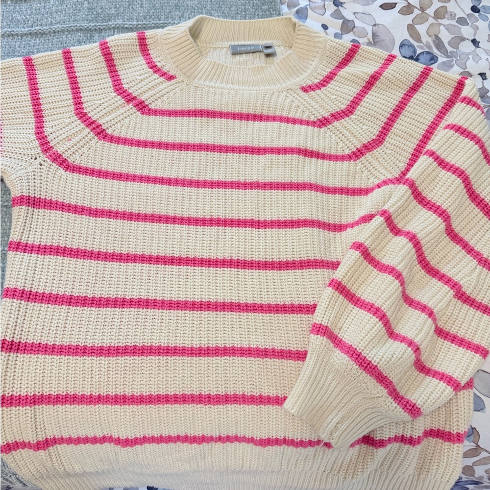 Cream & Pink Striped Women’s Sweater